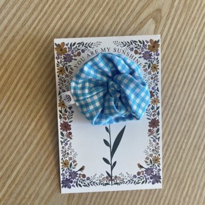 Χειροποίητο scrunchie μαλλιών - Kfashion ψιλό καρό μπλε