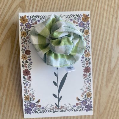 Χειροποίητο scrunchie μαλλιών - Kfashion καρό πράσινο
