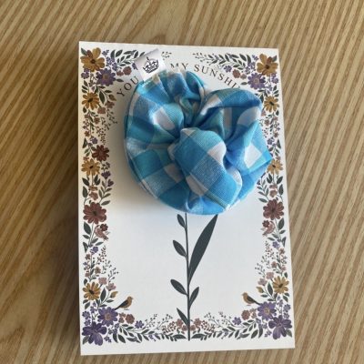 Χειροποίητο scrunchie μαλλιών - Kfashion καρό μπλε